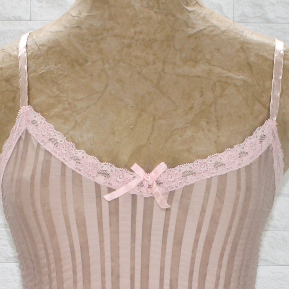 RAMPAGE Chemise Slip Bodycon Stretch Form Fitted Sheer Lace Nude Pink Medium - Picture 4 of 16